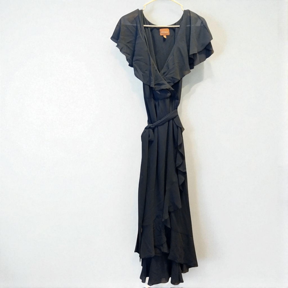 Show Me Your MuMu Blue Ruffled Wrap Maxi Dress